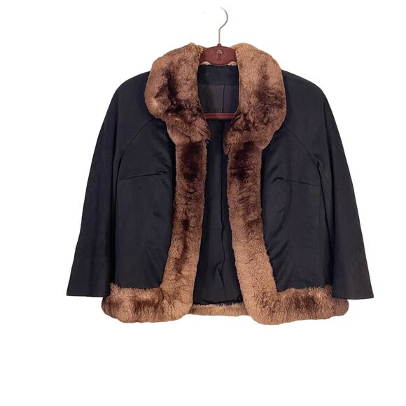 Vintage Jackets & Blazers - Vintage Int'l Ladies Garment Workers Union Black Fur Lined Open Jacket Size M/L